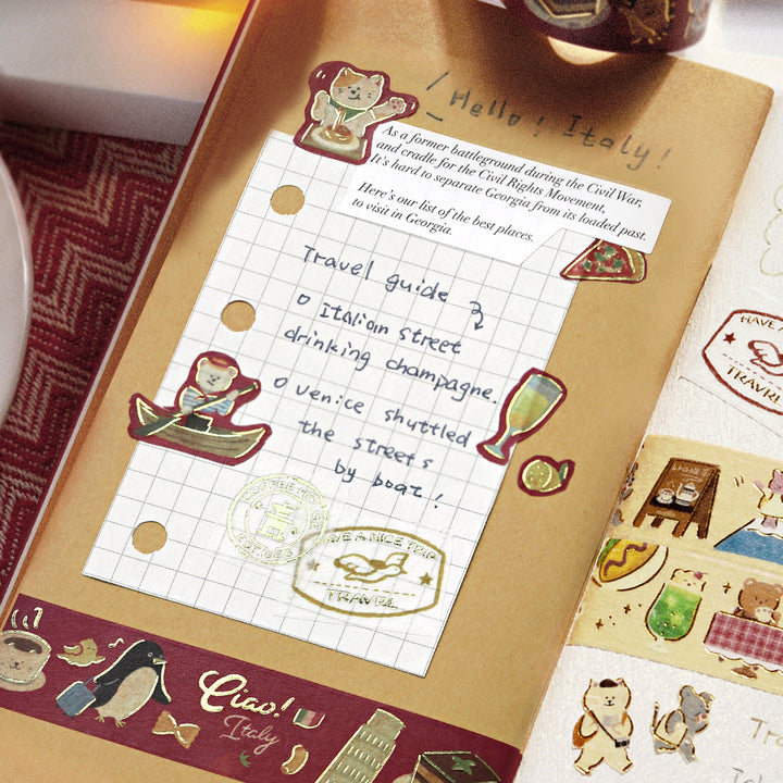 BGM Foil Stamping Masking Tape: World Cafe Travel - Italy — applied on surface