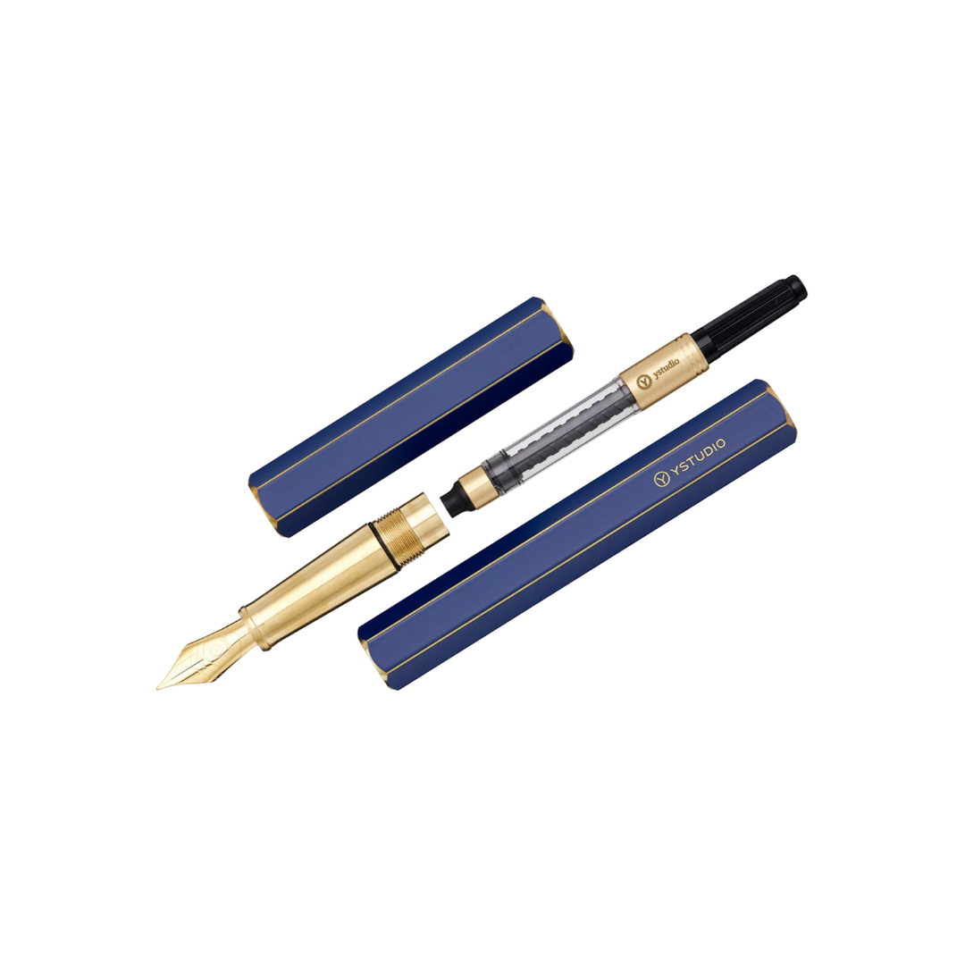 Ystudio Classic Revolve Fountain Pen Blue — Ystudio fountain pen — precision nib writing instrument, at Cityluxe Singapore stationery store