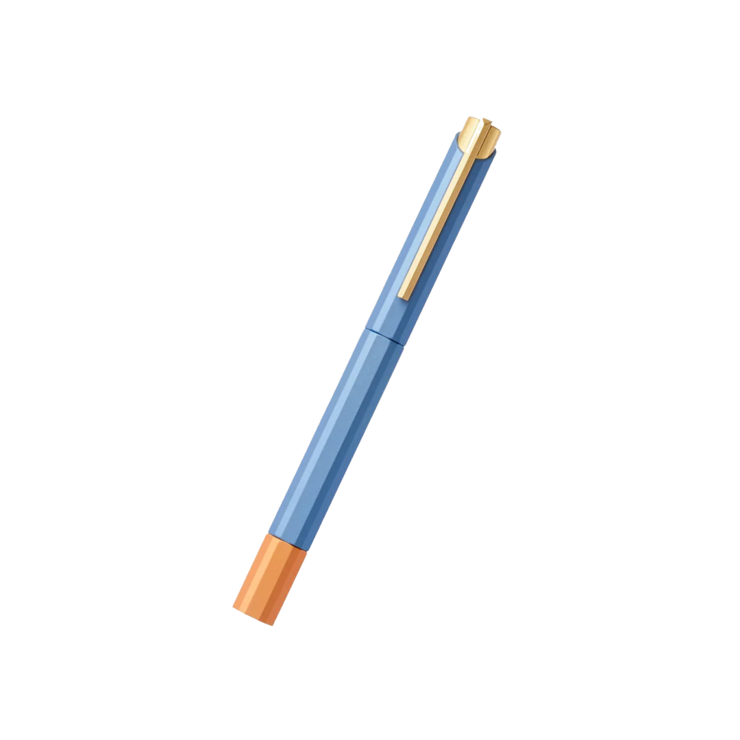 Ystudio Glamour Evolve-Bihex Rollerball Pen Blue Gin — Ystudio rollerball pen — fluid gel ink writing instrument, at Cityluxe Singapore
