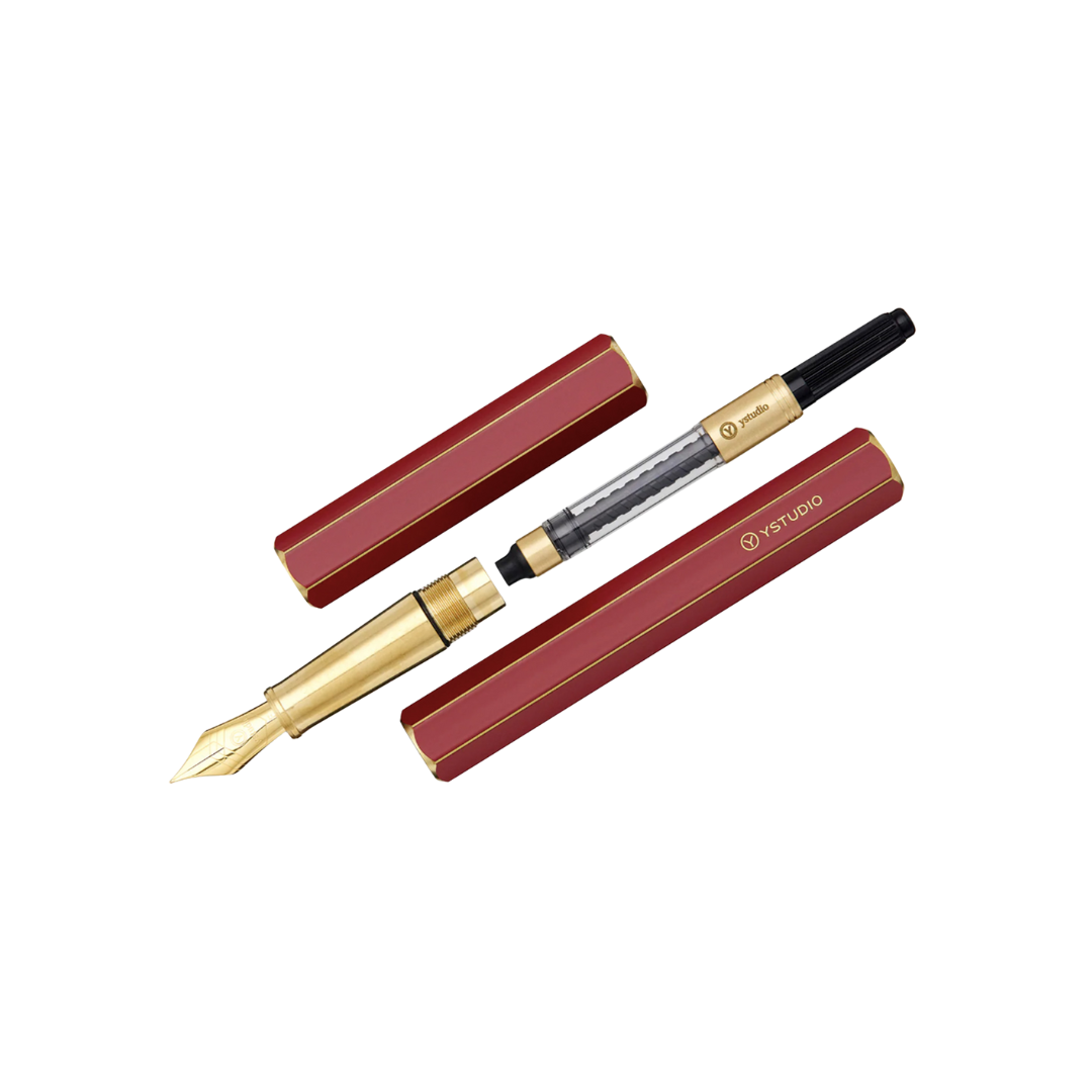 Ystudio Classic Revolve Fountain Pen Red — Ystudio fountain pen — precision nib writing instrument, at Cityluxe Singapore stationery store