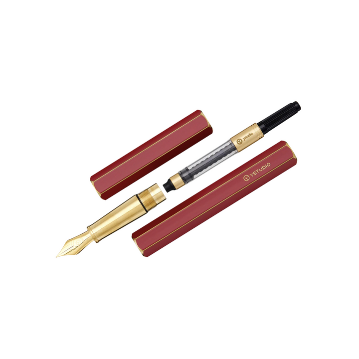 Ystudio Classic Revolve Fountain Pen Red — Ystudio fountain pen — precision nib writing instrument, at Cityluxe Singapore stationery store