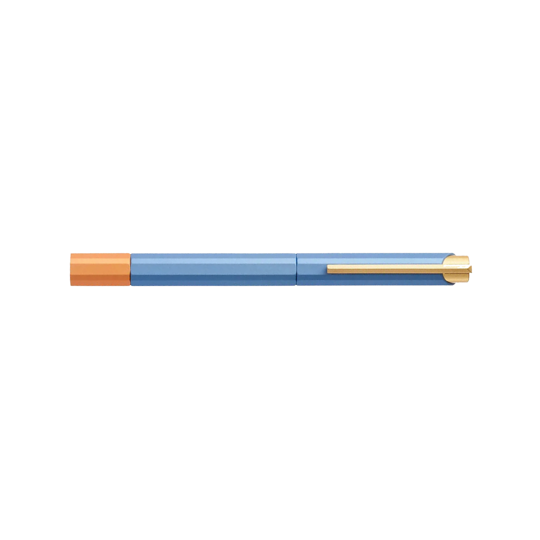 Ystudio Glamour Evolve-Bihex Rollerball Pen Blue Gin — Ystudio rollerball pen — fluid gel ink writing instrument, at Cityluxe Singapore