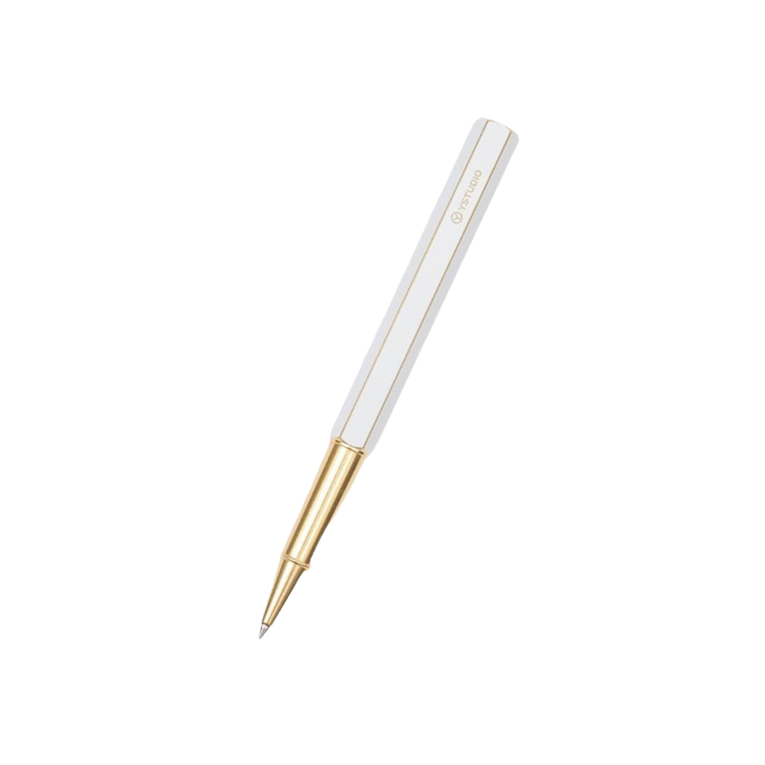 Ystudio Classic Revolve Rollerball Pen - White — capped