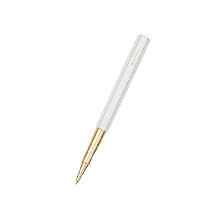 Ystudio Classic Revolve Rollerball Pen - White — capped