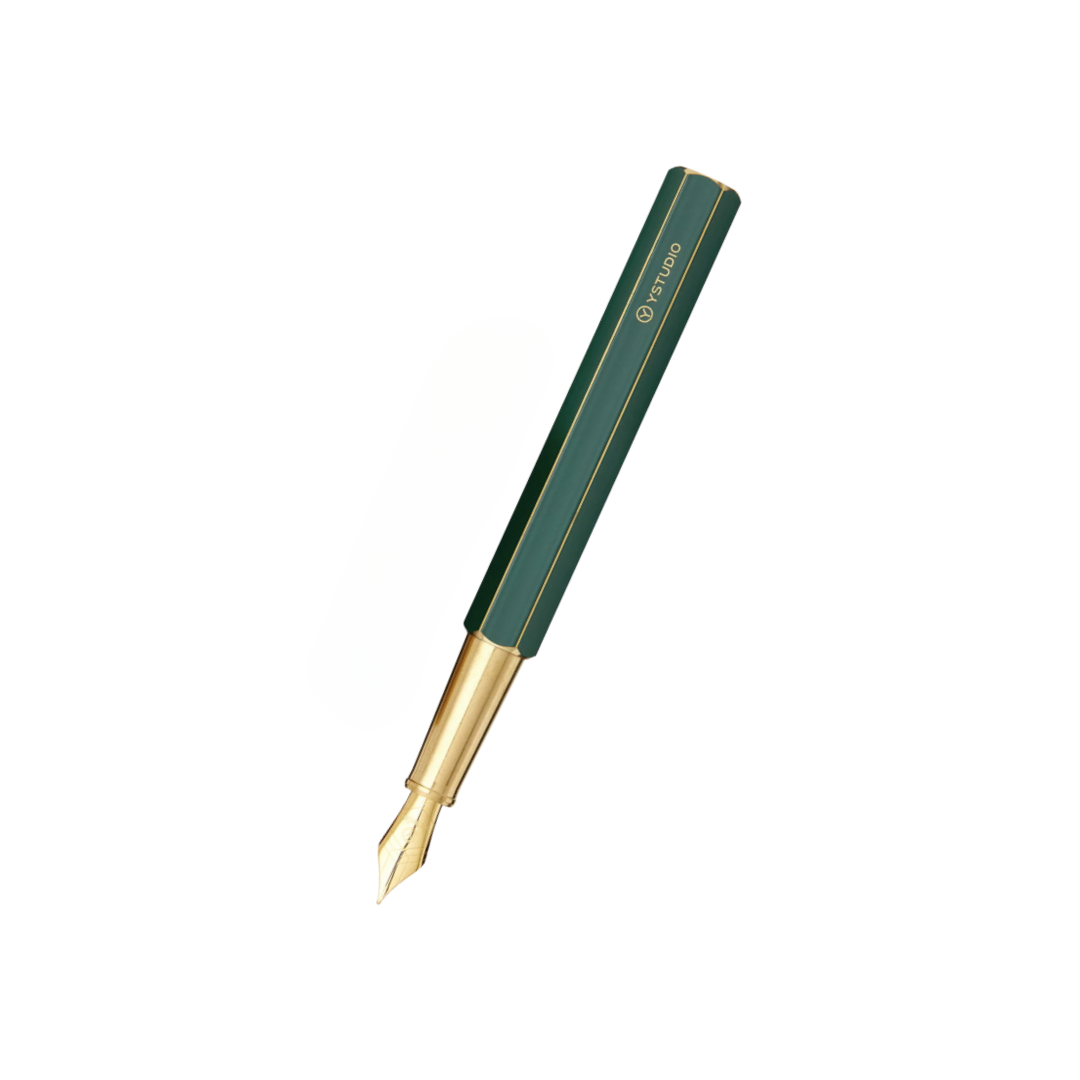 Ystudio Classic Revolve Fountain Pen Green — Ystudio fountain pen — precision nib writing instrument, at Cityluxe Singapore stationery store