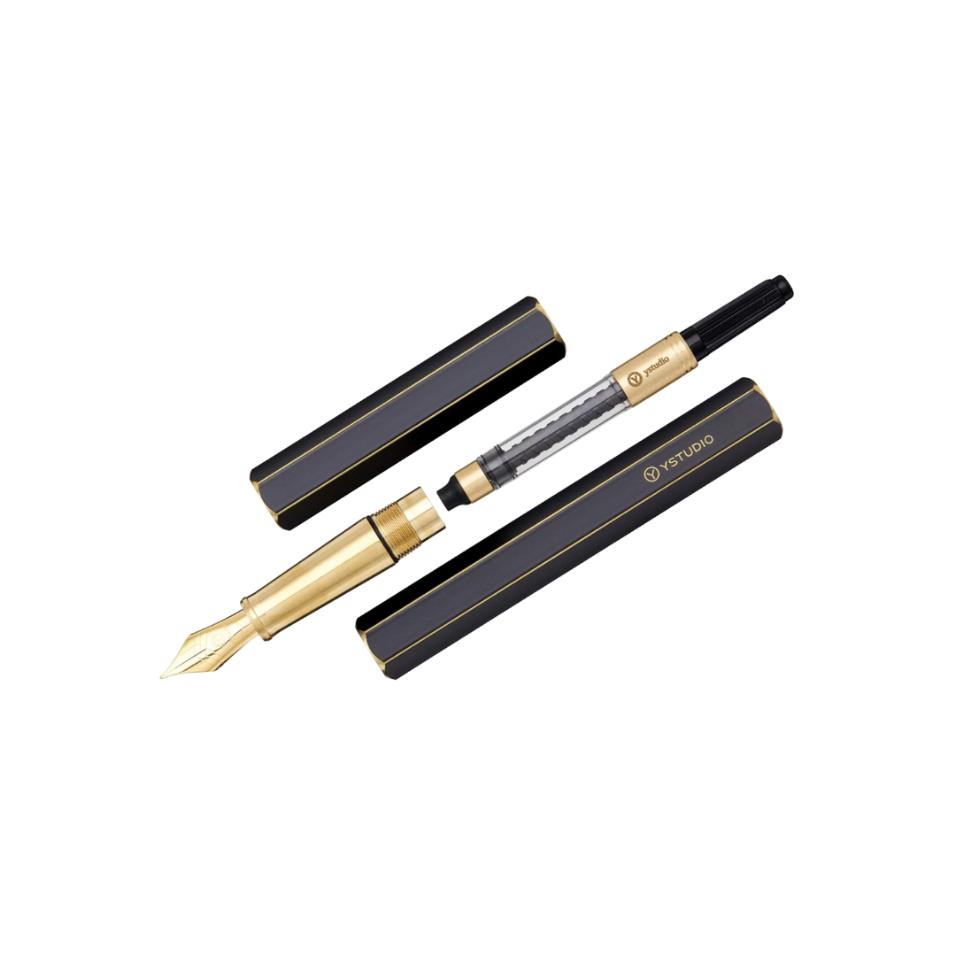 Ystudio Classic Revolve Fountain Pen Black — Ystudio fountain pen — precision nib writing instrument, at Cityluxe Singapore stationery store