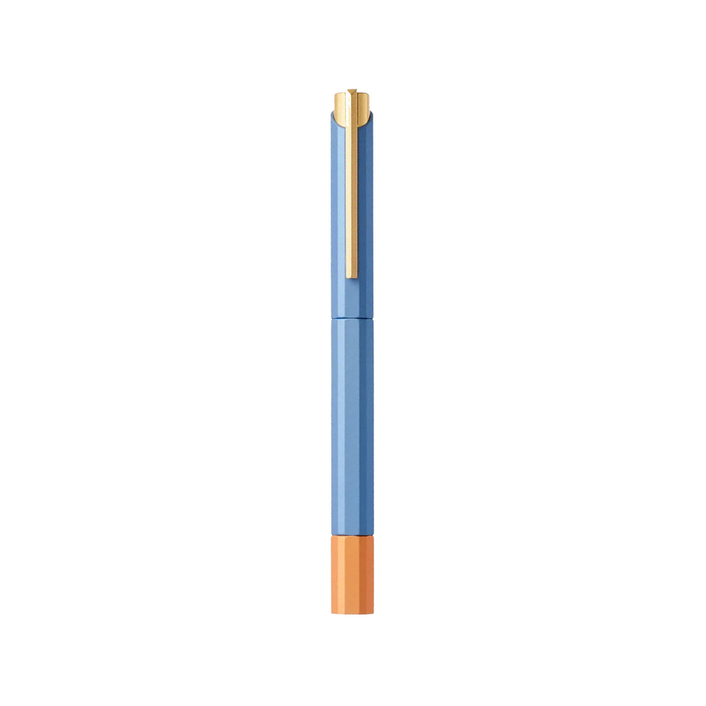 Ystudio Glamour Evolve-Bihex Rollerball Pen Blue Gin — Ystudio rollerball pen — fluid gel ink writing instrument, at Cityluxe Singapore