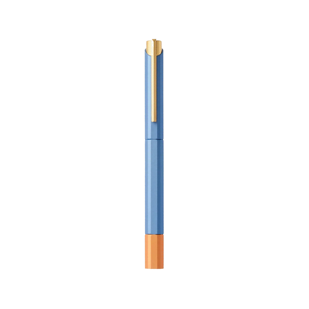 Ystudio Glamour Evolve-Bihex Rollerball Pen Blue Gin — Ystudio rollerball pen — fluid gel ink writing instrument, at Cityluxe Singapore