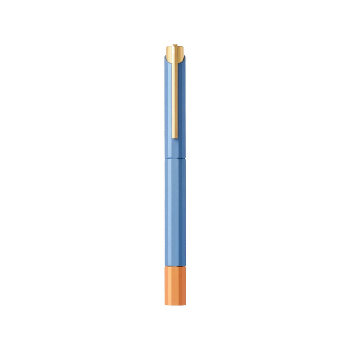Ystudio Glamour Evolve-Bihex Rollerball Pen Blue Gin — Ystudio rollerball pen — fluid gel ink writing instrument, at Cityluxe Singapore