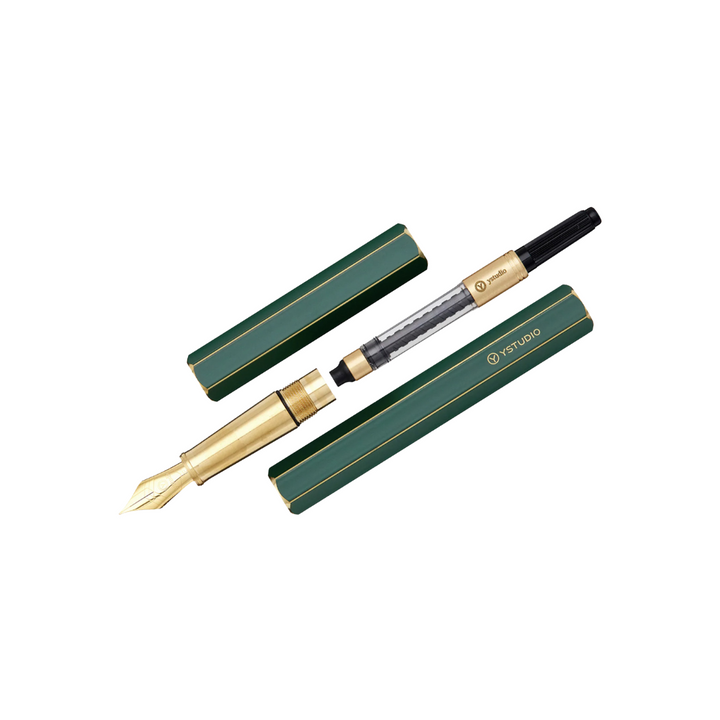 Ystudio Classic Revolve Fountain Pen Green — Ystudio fountain pen — precision nib writing instrument, at Cityluxe Singapore stationery store