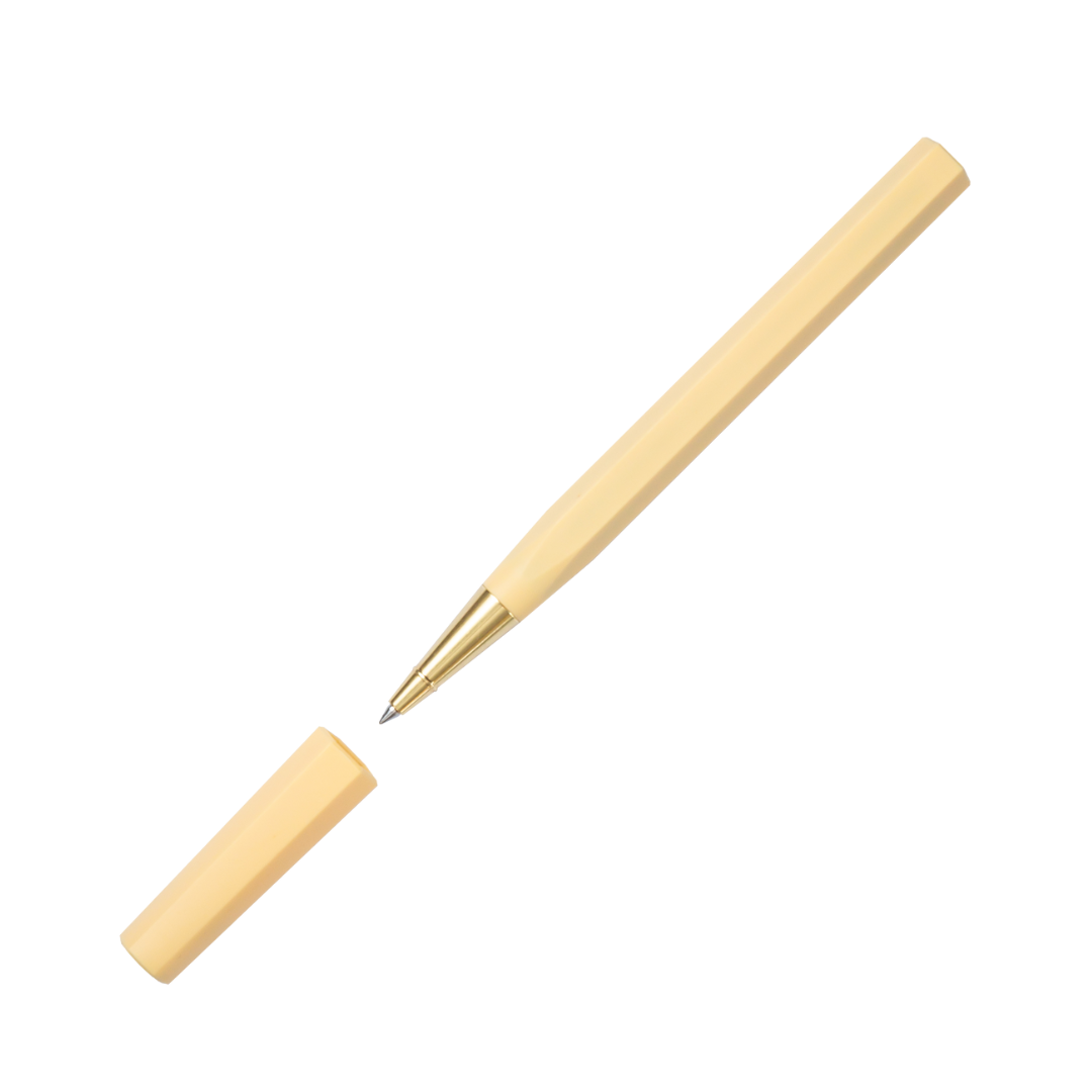 Ystudio Glamour Evolve-Ocean Sustainable Rollerball Pen - Dawn Yellow — with packaging