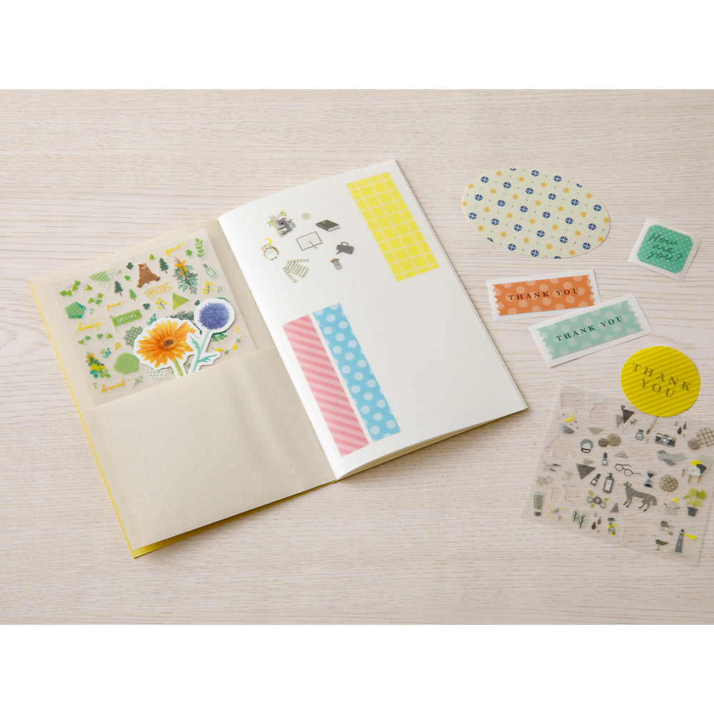 Midori Sticker Book with Pocket - Yellow — detail view