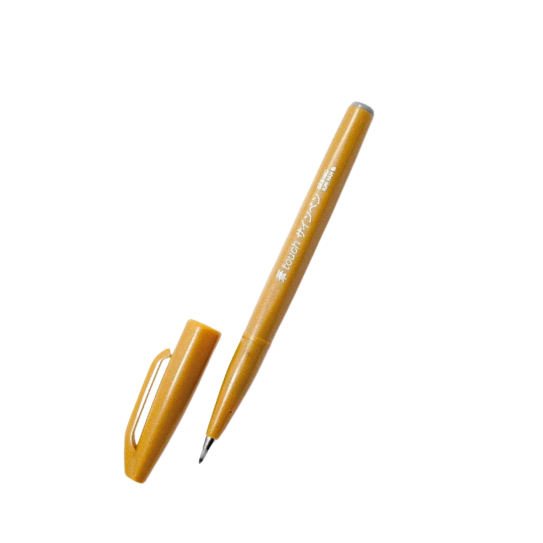 Pentel Touch Brush Sign Pen Yellow Ochre — Pentel brush pen — premium stationery and lifestyle, at Cityluxe Singapore