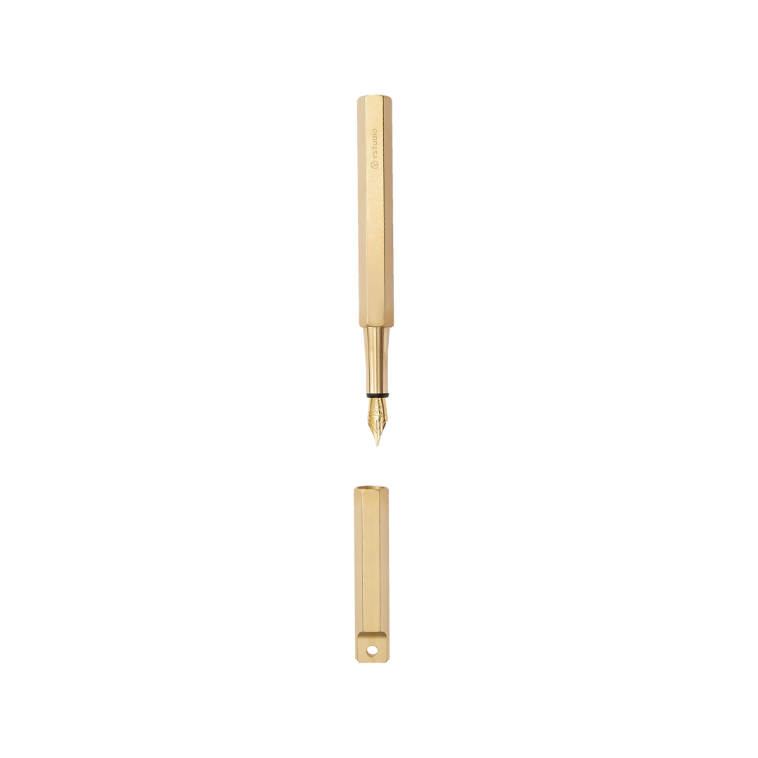 Ystudio Classic Revolve Portable Fountain Pen - Brass — nib close-up