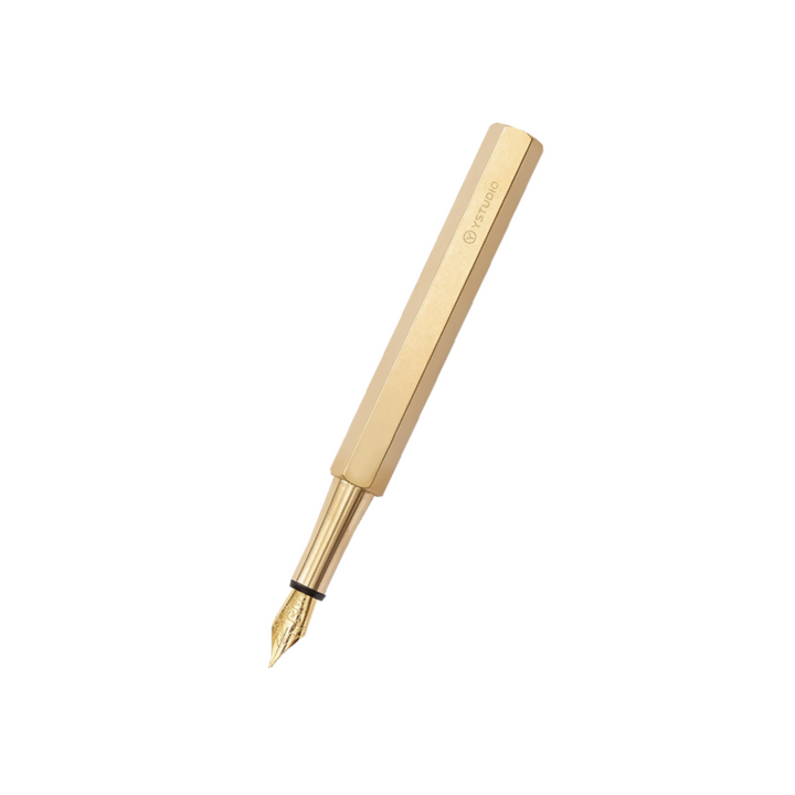 Ystudio Classic Revolve Portable Fountain Pen - Brass — capped