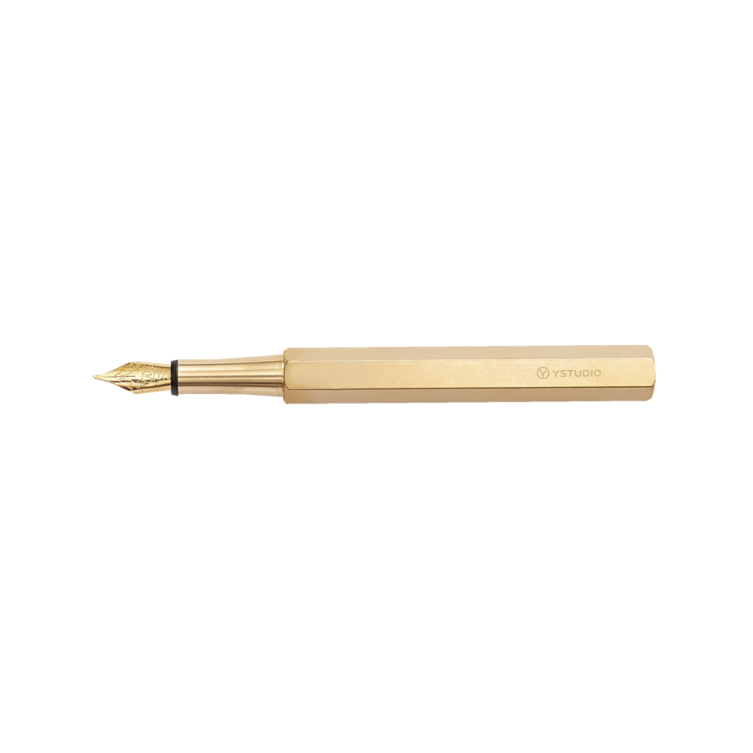Ystudio Classic Revolve Portable Fountain Pen - Brass — with packaging