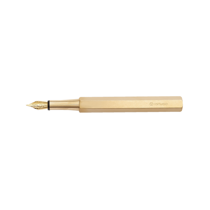 Ystudio Classic Revolve Portable Fountain Pen - Brass — with packaging