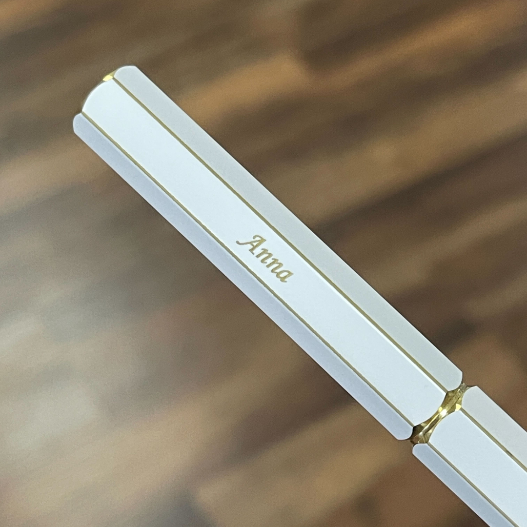 Ystudio Classic Revolve Rollerball Pen - White — flat lay