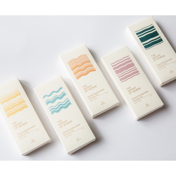 Ystudio Glamour Evolve-Ocean Sustainable Rollerball Pen - Dawn Yellow — flat lay