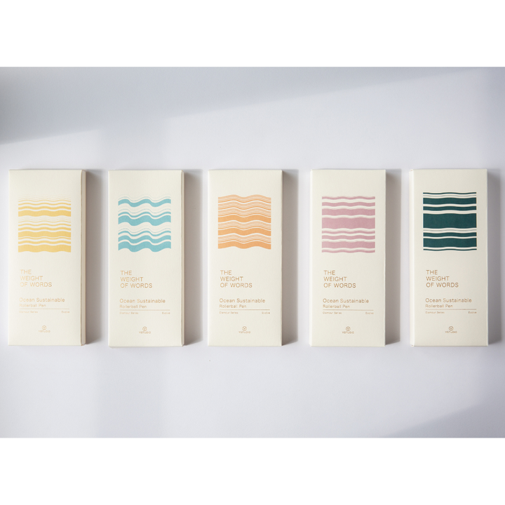 Ystudio Glamour Evolve-Ocean Sustainable Rollerball Pen - Sea Indigo — flat lay