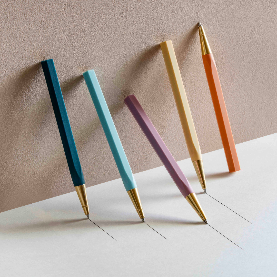 Ystudio Glamour Evolve-Ocean Sustainable Rollerball Pen - Sunset Orange — flat lay