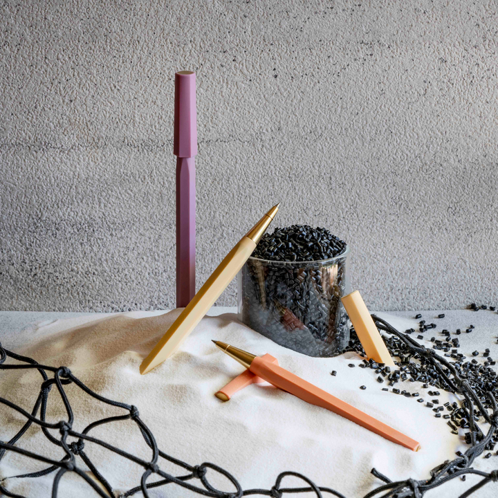Ystudio Glamour Evolve-Ocean Sustainable Rollerball Pen - Sea Indigo — flat lay