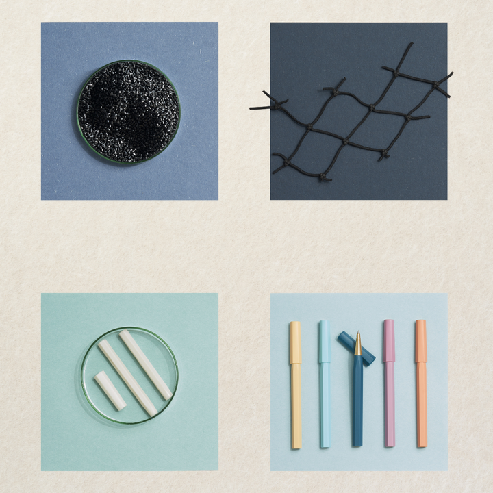 Ystudio Glamour Evolve-Ocean Sustainable Rollerball Pen - Sea Indigo — flat lay