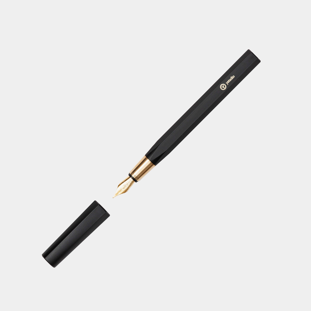 Ystudio Resin Fountain Pen Black Fine — Ystudio fountain pen — precision nib writing instrument, at Cityluxe Singapore stationery store