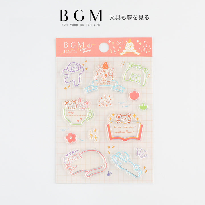 BGM Clear Stamp: Diary - Fluffy Land Animals — front view