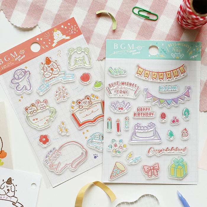 BGM Clear Stamp: Diary - Fluffy Land Animals — with packaging