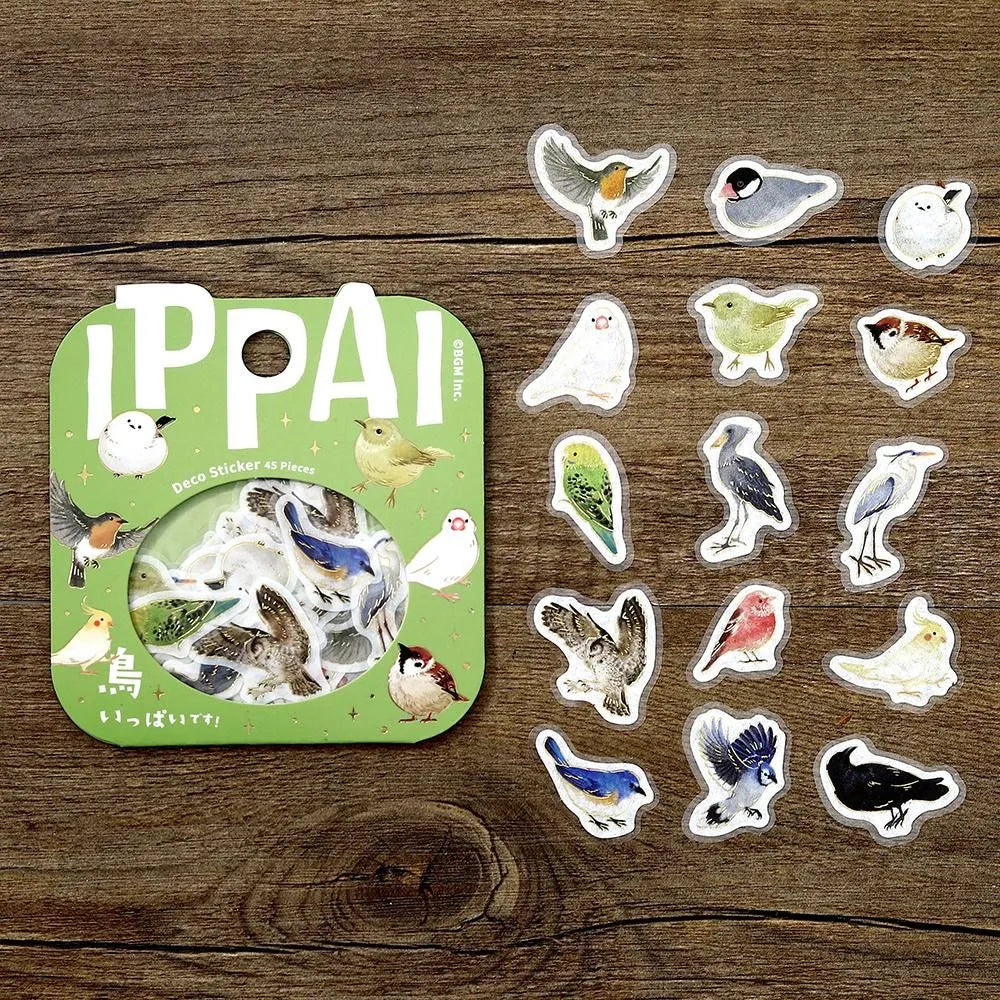 BGM Foil Stamping Flake Seal: Ippai - Full of Birds — side view
