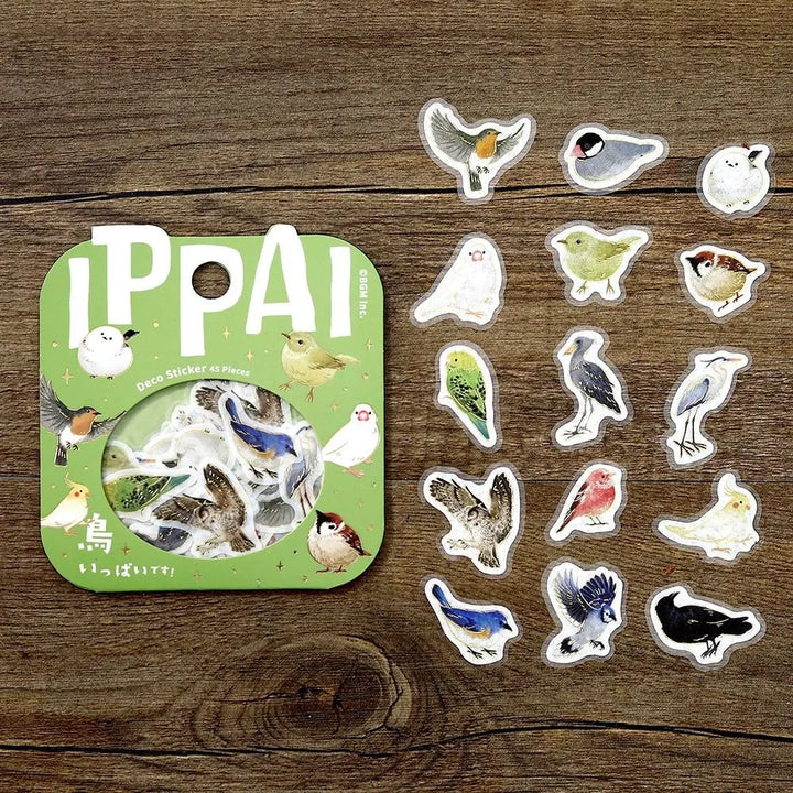 BGM Foil Stamping Flake Seal: Ippai - Full of Birds — side view