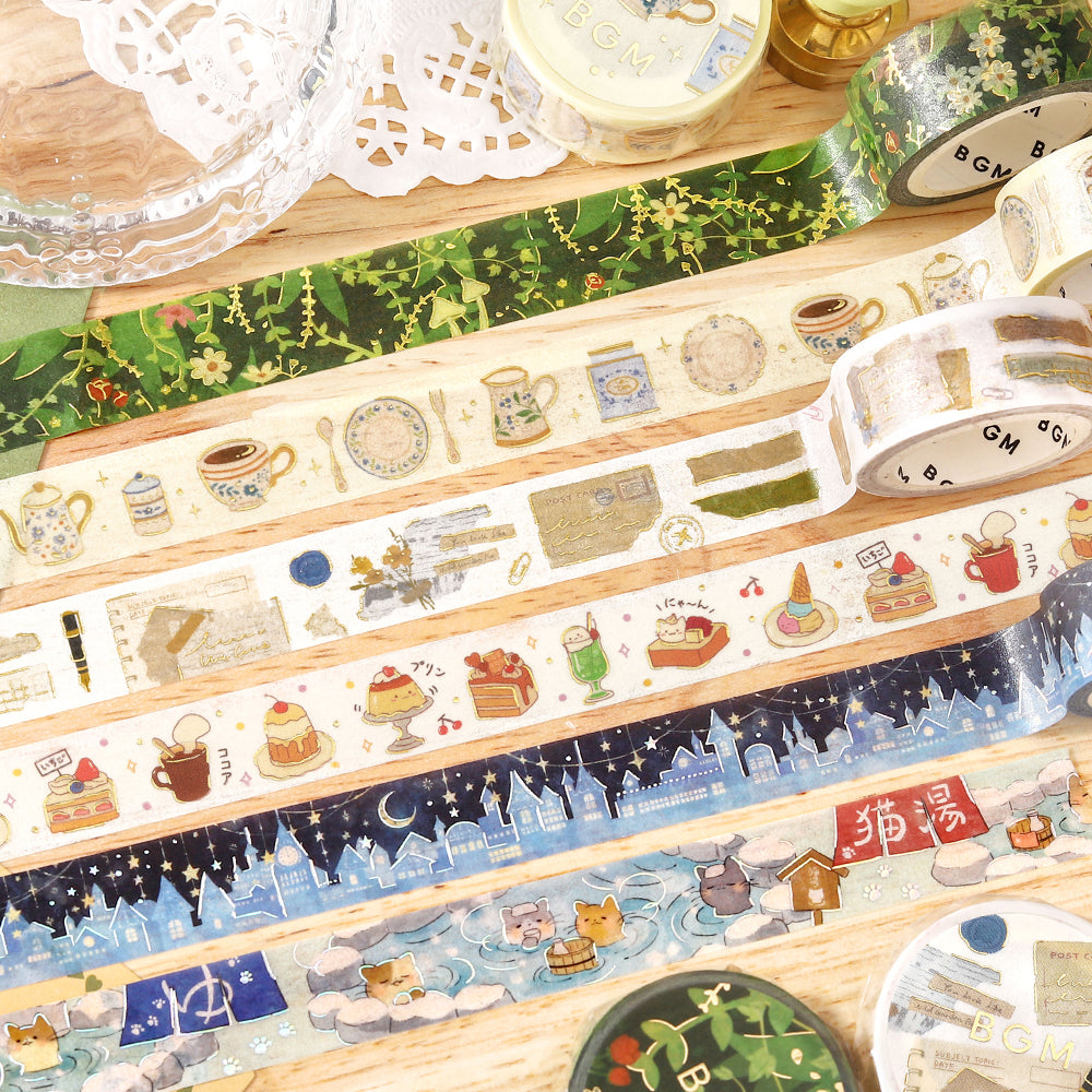 BGM Foil Stamping Masking Tape – Cafe Time — roll side