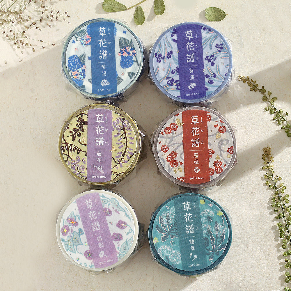 BGM Foil Stamping Masking Tape: Flower Compendium: Rose — flat lay