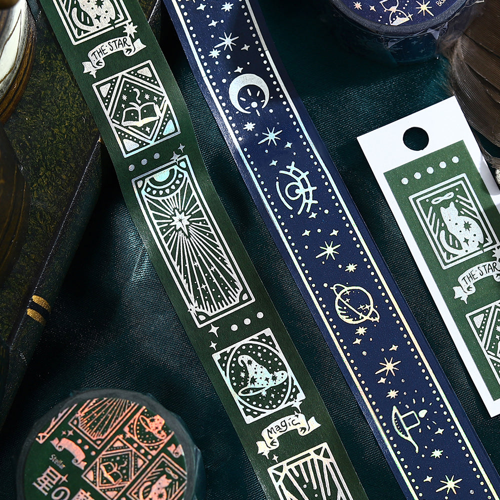 BGM Foil Stamping Masking Tape: Grimoire of Stars: Azure — applied on surface