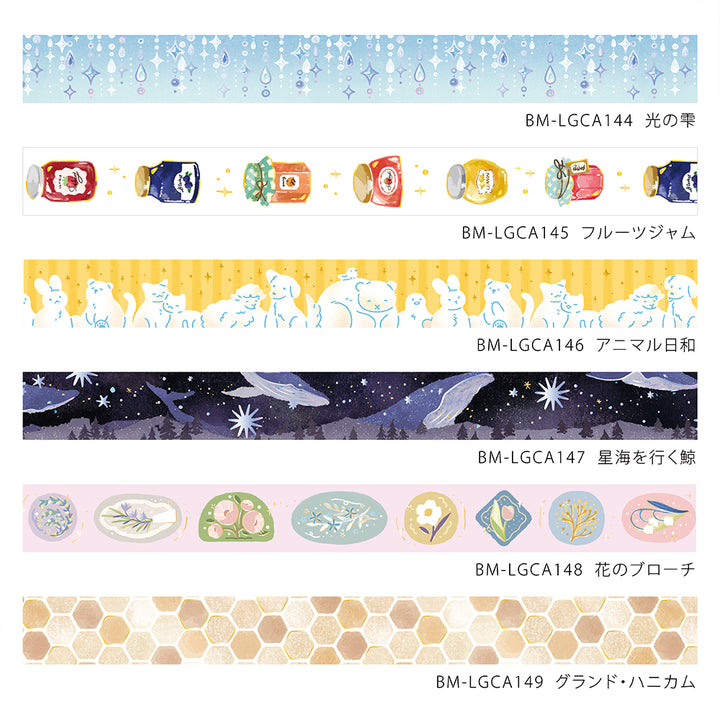 BGM Foil Stamping Masking Tape: Life - Drops of Light — roll side