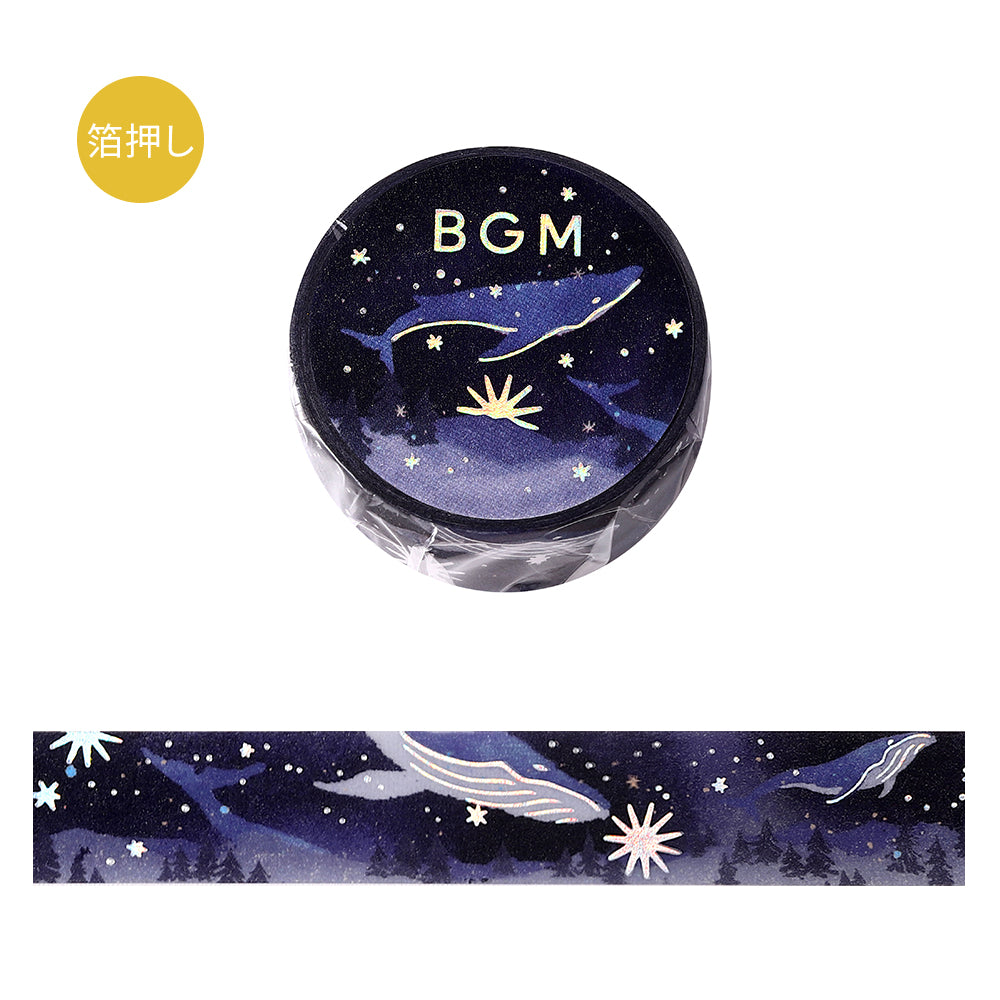 BGM Foil Stamping Masking Tape: Life - Whale Crossing the Starry Sea — roll front