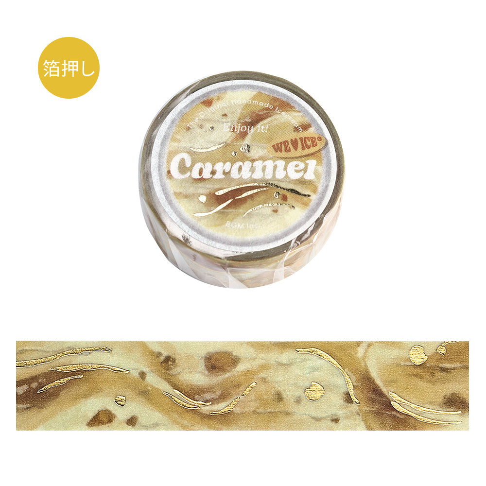 BGM Foil Stamping Masking Tape: We Love ICE: Caramel — roll front