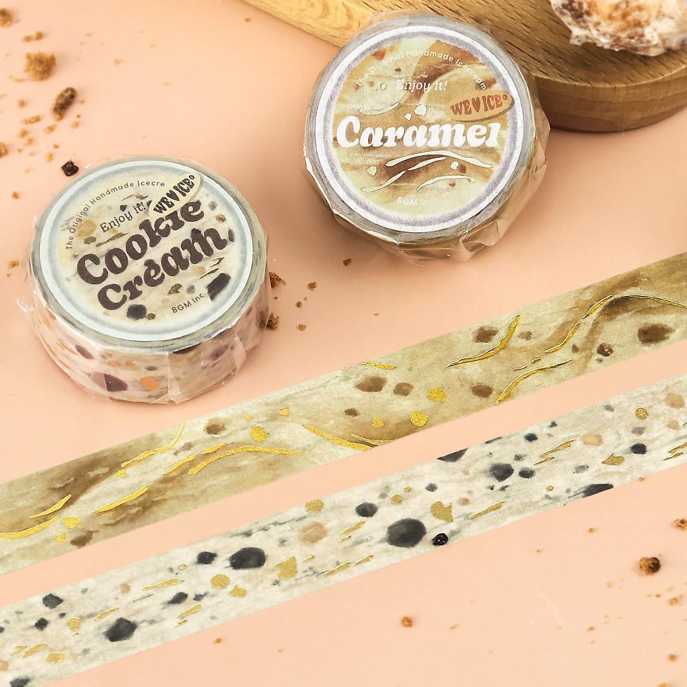 BGM Foil Stamping Masking Tape: We Love ICE: Caramel — applied on surface