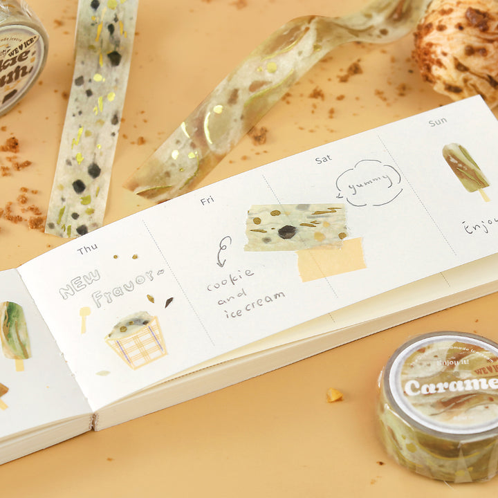 BGM Foil Stamping Masking Tape: We Love ICE: Caramel — flat lay