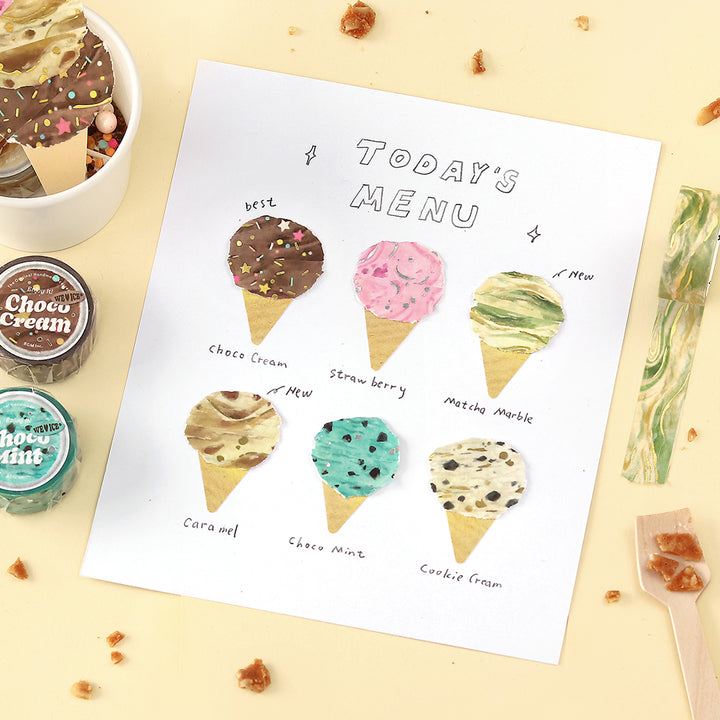 BGM Foil Stamping Masking Tape: We Love ICE: Choco Mint — flat lay