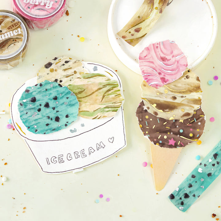 BGM Foil Stamping Masking Tape: We Love ICE: Cookies and Cream — flat lay