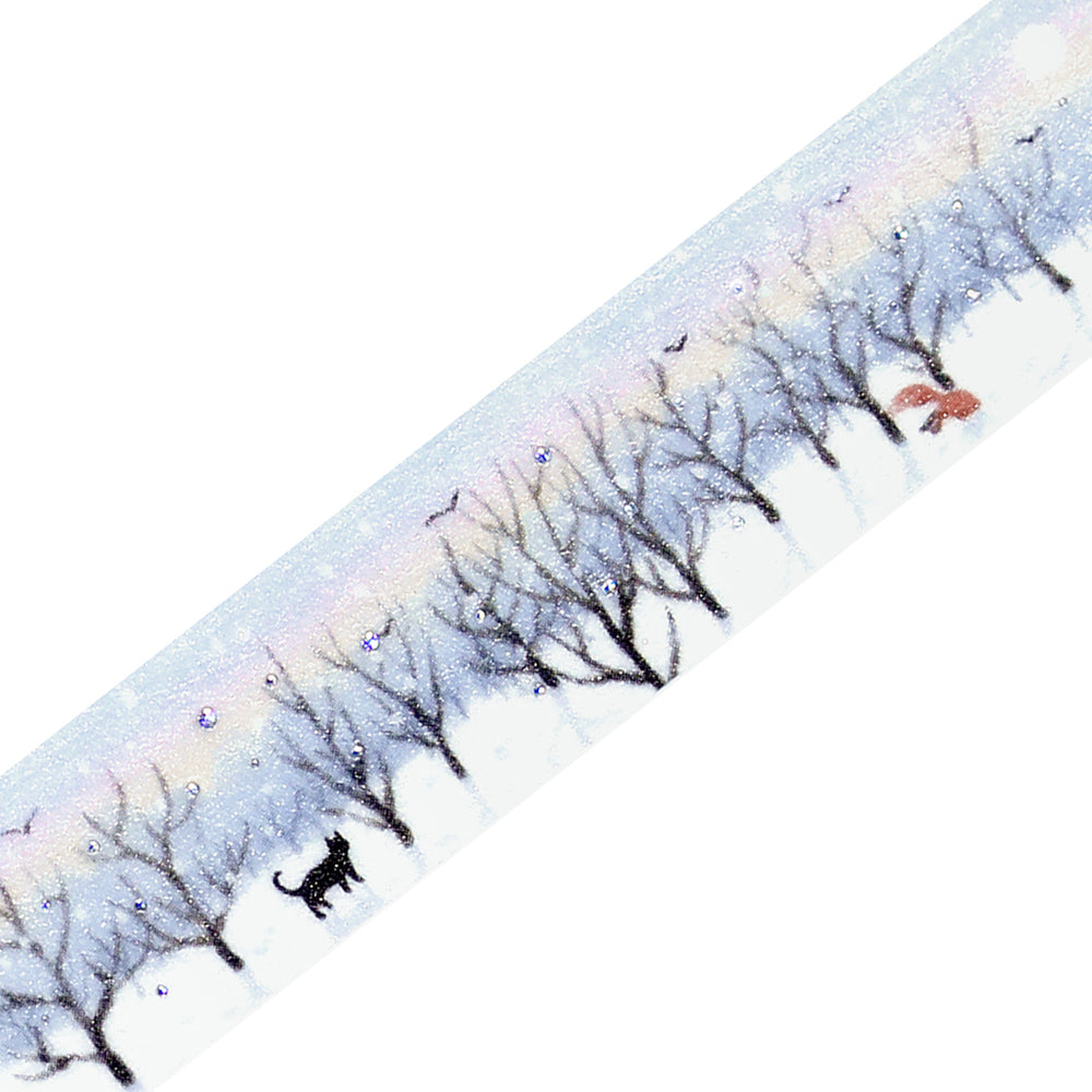 BGM Foil Stamping Winter Limited Edition Masking Tape in Morning Forest Walk design. A stunning foil-stamped design perfect for adding a touch of elegance to your planners, journals, and creative projects.