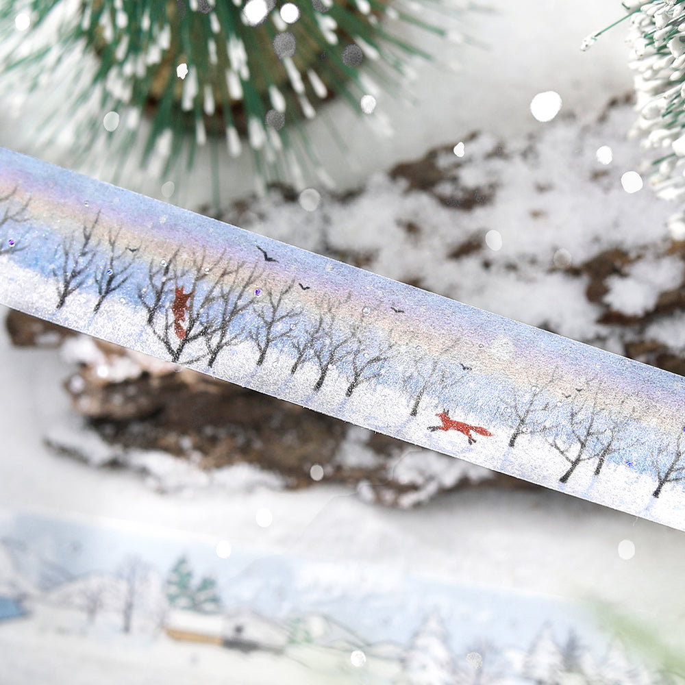 BGM Foil Stamping Winter Limited Edition Masking Tape in Morning Forest Walk design. A stunning foil-stamped design perfect for adding a touch of elegance to your planners, journals, and creative projects.