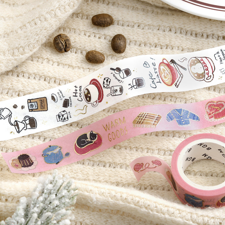 BGM Foil Stamping Winter Limited Edition Masking Tape - Winter Drinks — applied on surface