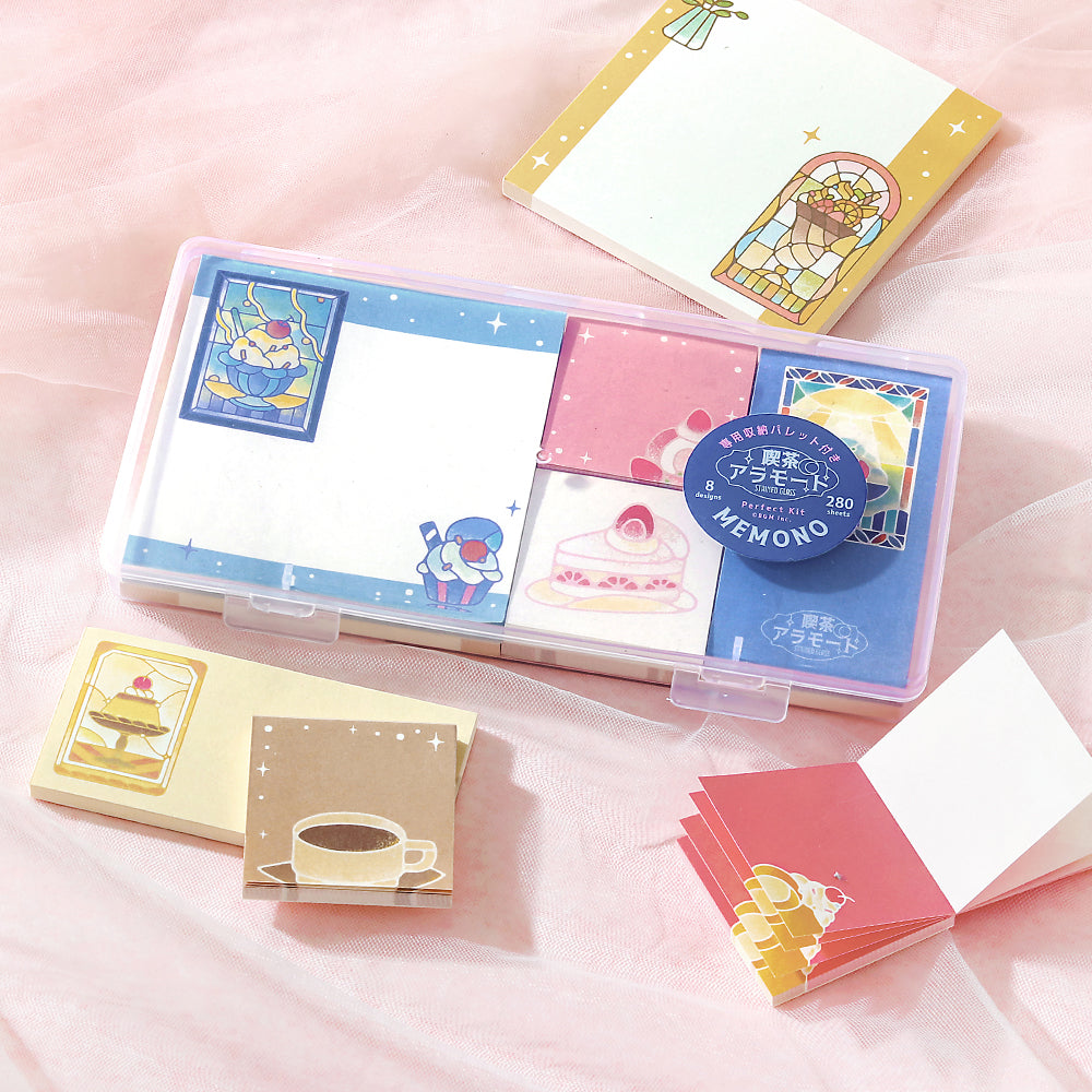 BGM Memo Seal Set: MEMONO - Café à la Mode Stained Glass — side view