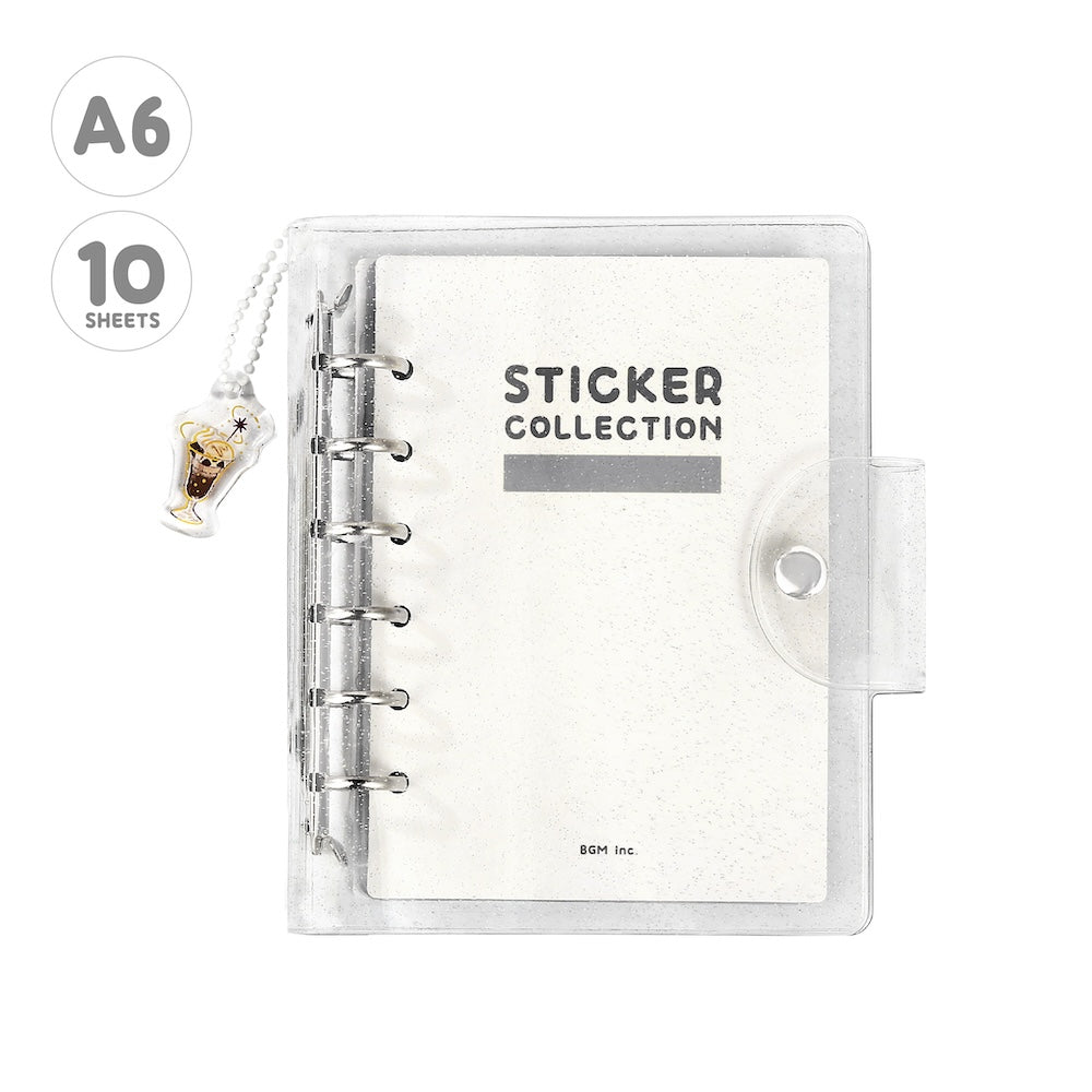 BGM Notebook-Style Sticker Book: A6 Glitter Clear — front view