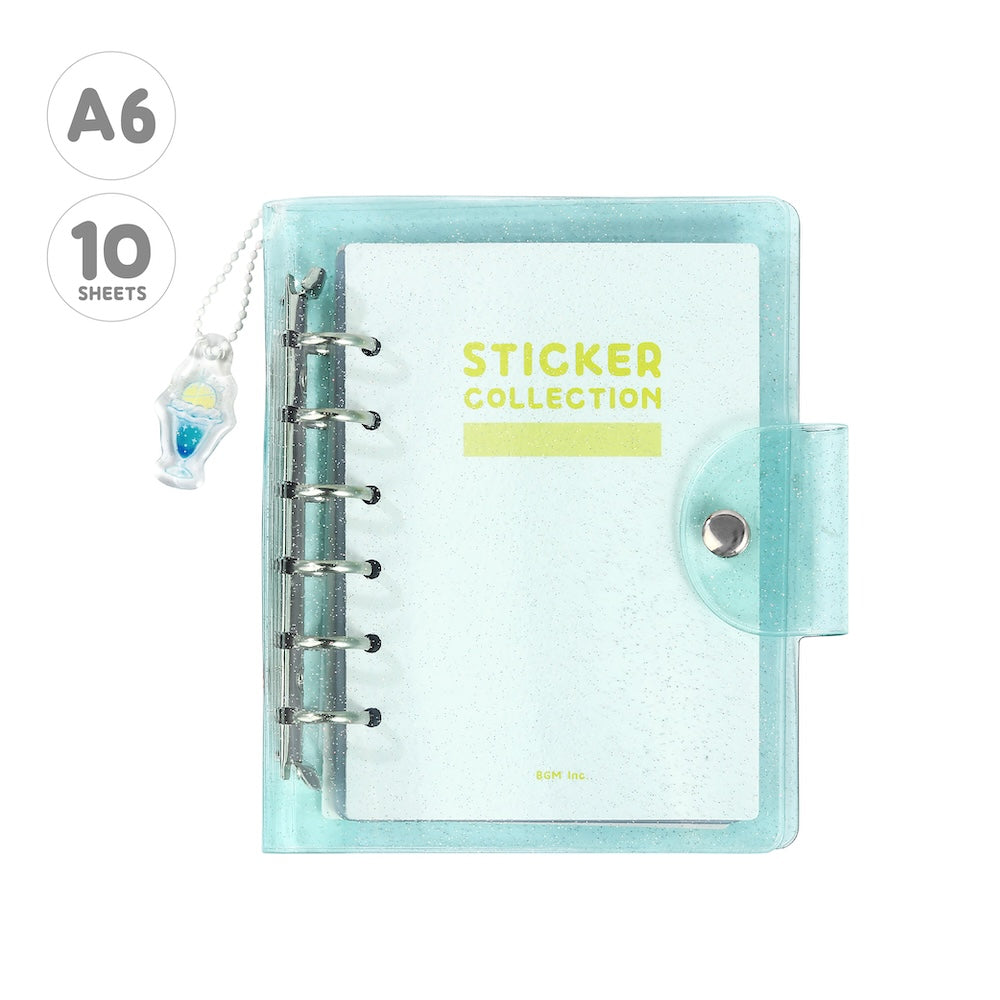 BGM Notebook-Style Sticker Book: A6 Glitter Light Blue — front view
