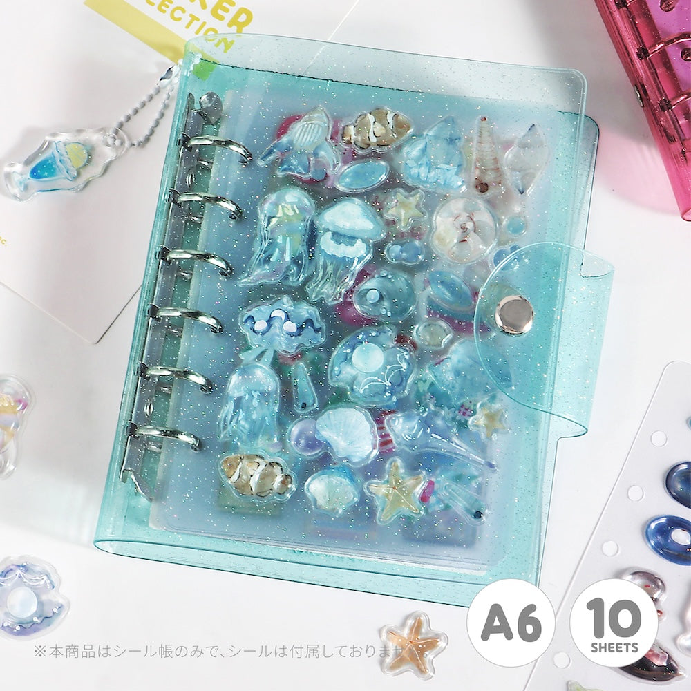 BGM Notebook-Style Sticker Book: A6 Glitter Light Blue — side view