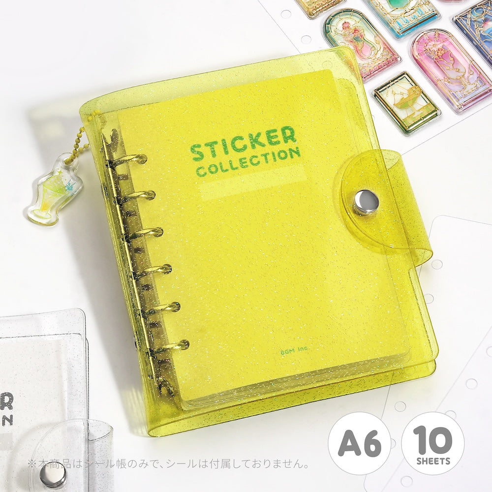 BGM Notebook-Style Sticker Book: A6 Glitter Yellow — side view